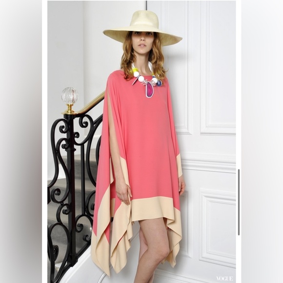 Vintage CHRISTIAN DIOR Runway Pink Silk Kaftan Sheath Shift Dress NWT $5400 Sz 4 - Picture 4 of 14